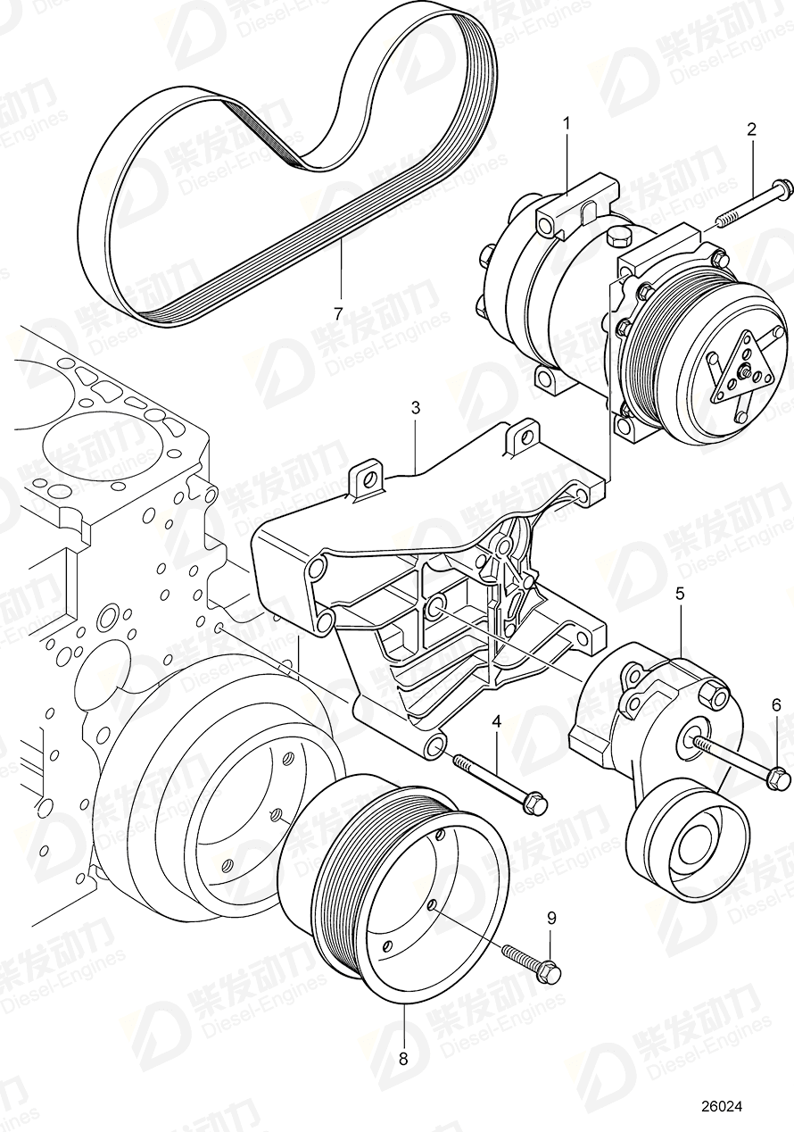 VOLVO Belt tensioner 21500159 Drawing